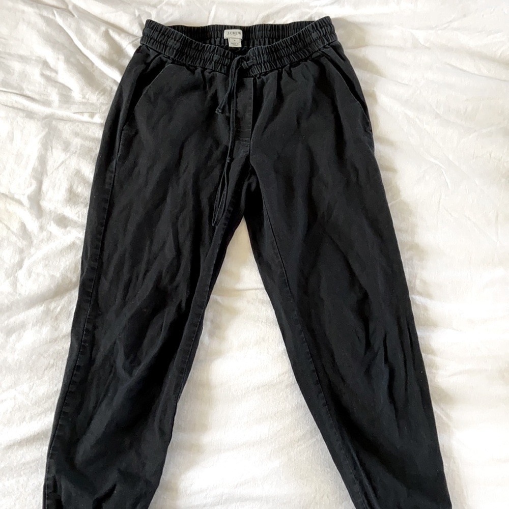 JCrew black cotton/linen joggers